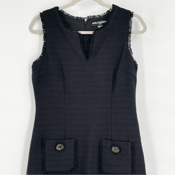 Karl Lagerfeld Sleeveless Black Tweed Dress Women’s Size 6 - Picture 3 of 12